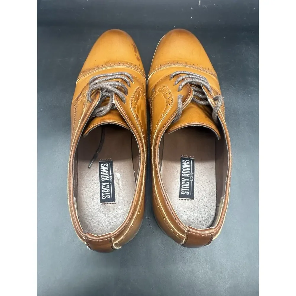 Stacy Adams 43418-221 Boys Brown Faux Leather Oxford Cap Toe Dress Shoes Size 5M